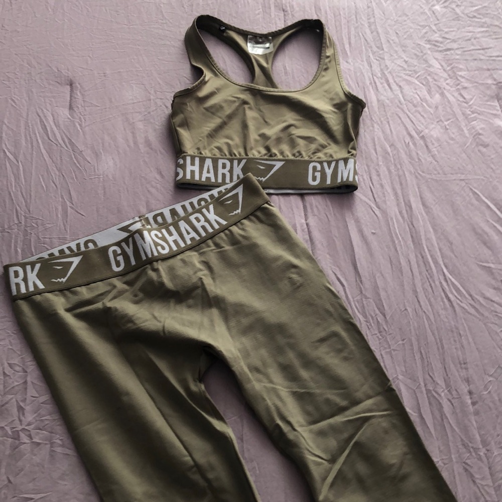 Gym shark legging and sports bra set